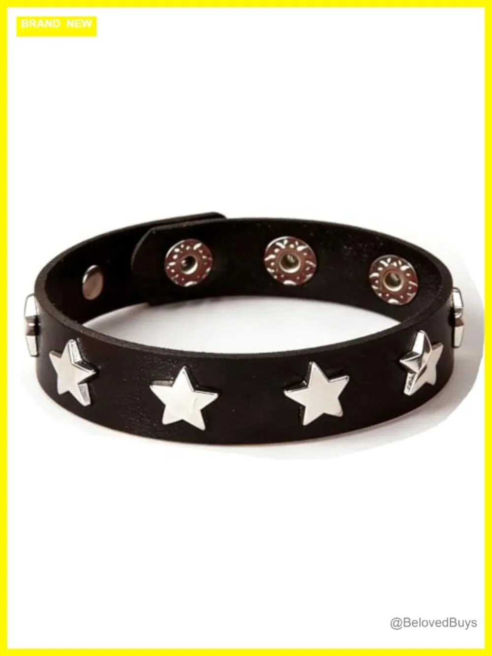 Faux Leather Studded Star Bracelet Adjustable Punk Gothic Wrap